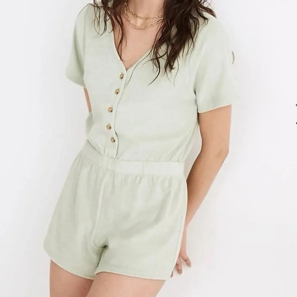 MWL MADEWELL Retroterry Baseball Romper Size Small Mint Green - Picture 1 of 10